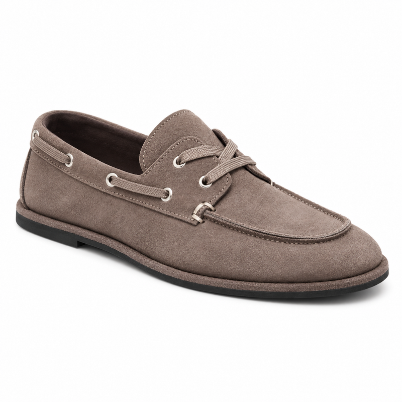 Mocassin Femme Bateau en Daim à Lacet