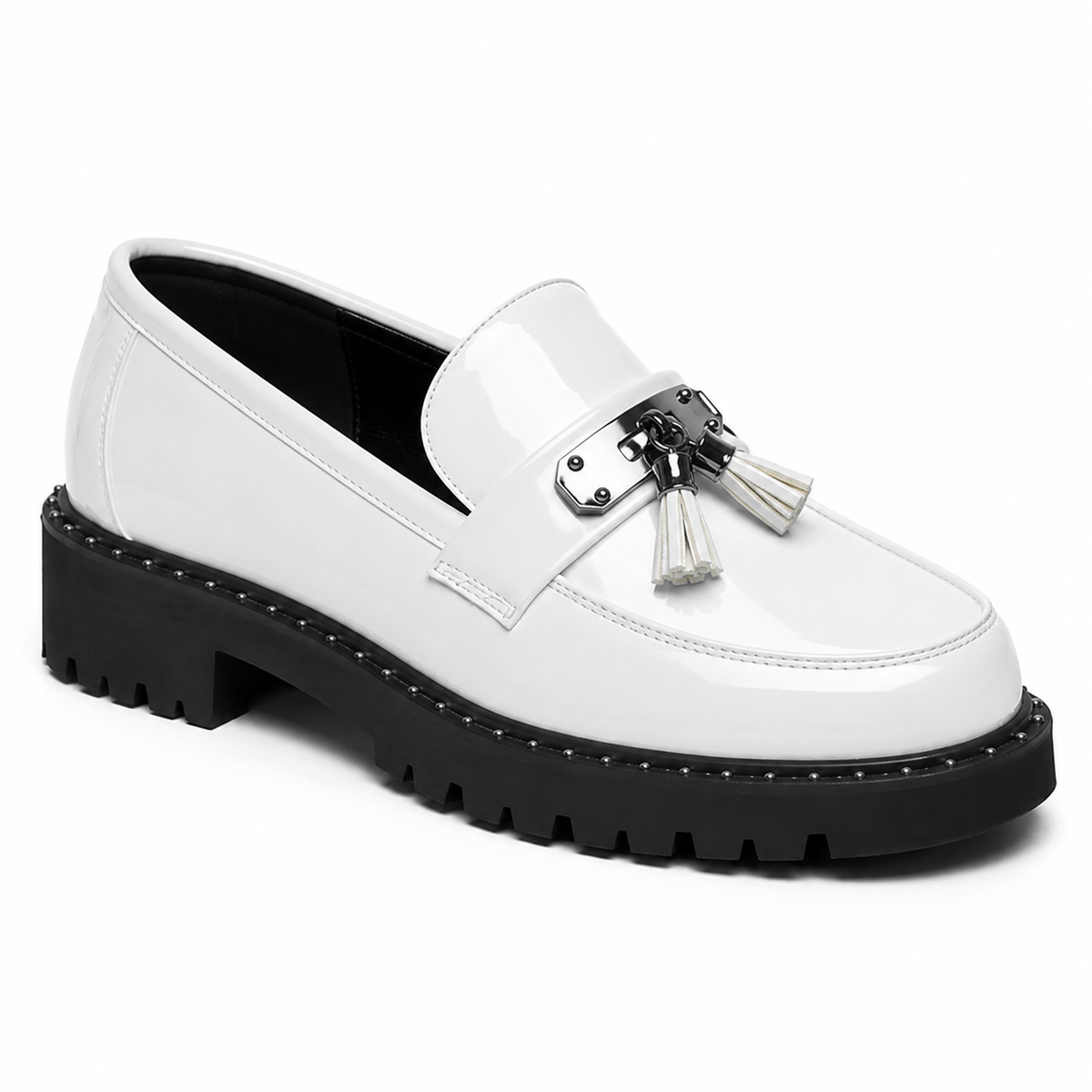 Mocassin Homme Cuir Verni à Pampilles