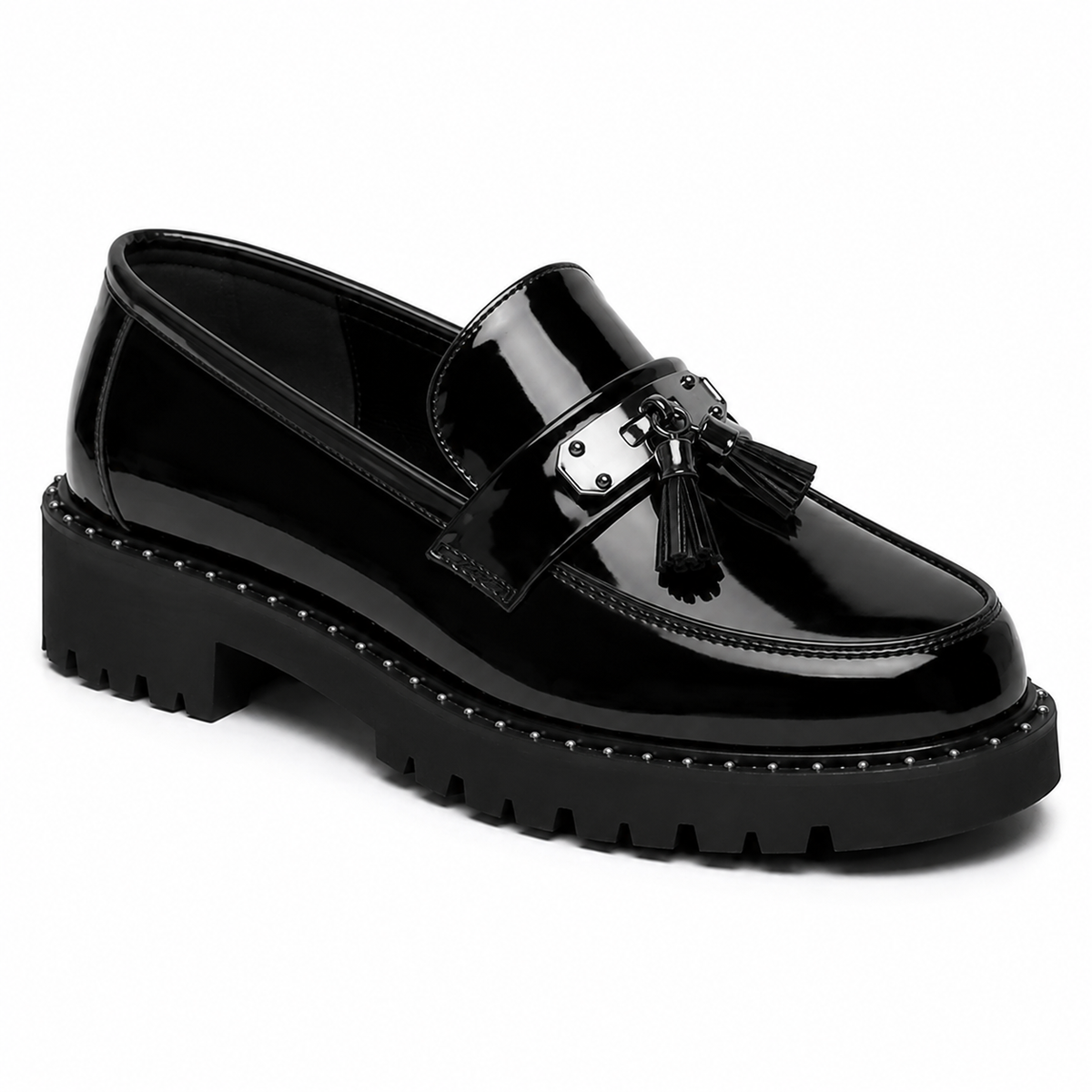 Mocassin Homme Cuir Verni à Pampilles