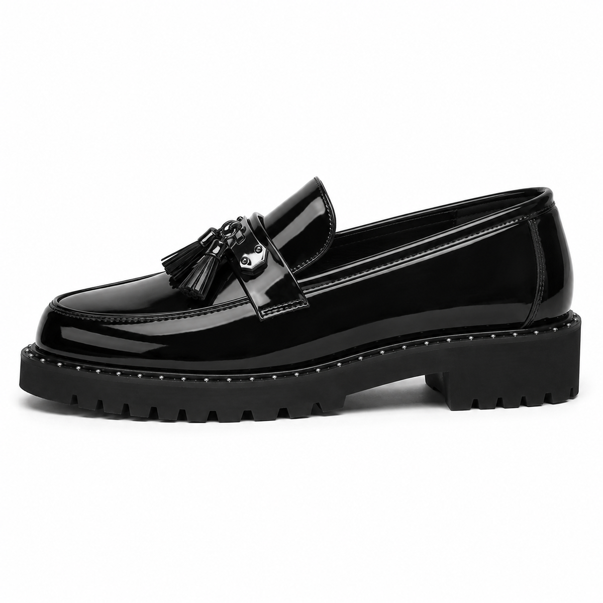 Mocassin Homme Cuir Verni à Pampilles