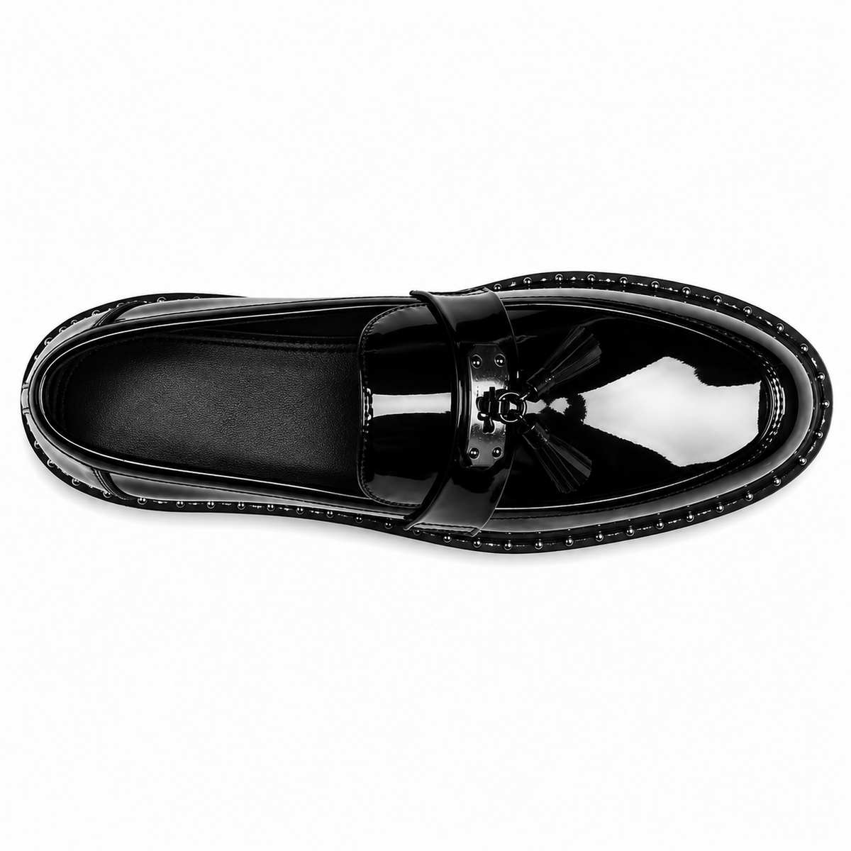Mocassin Homme Cuir Verni à Pampilles