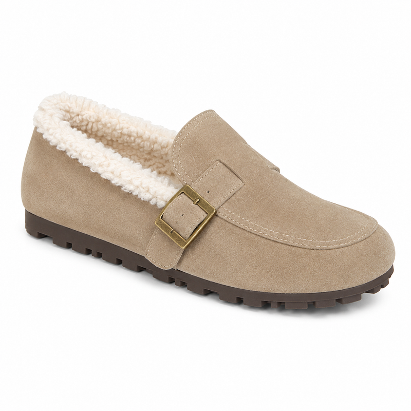 Mocassin Femme Fourré à Boucle