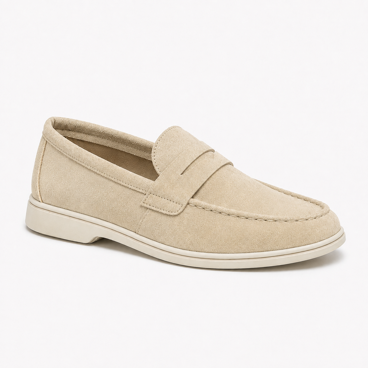 Mocassin Homme Suédine Semelle Blanche