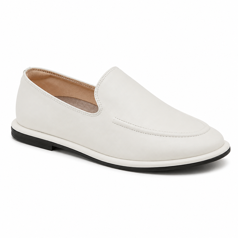 Mocassin Femme Cuir Mat Ligne Épurée
