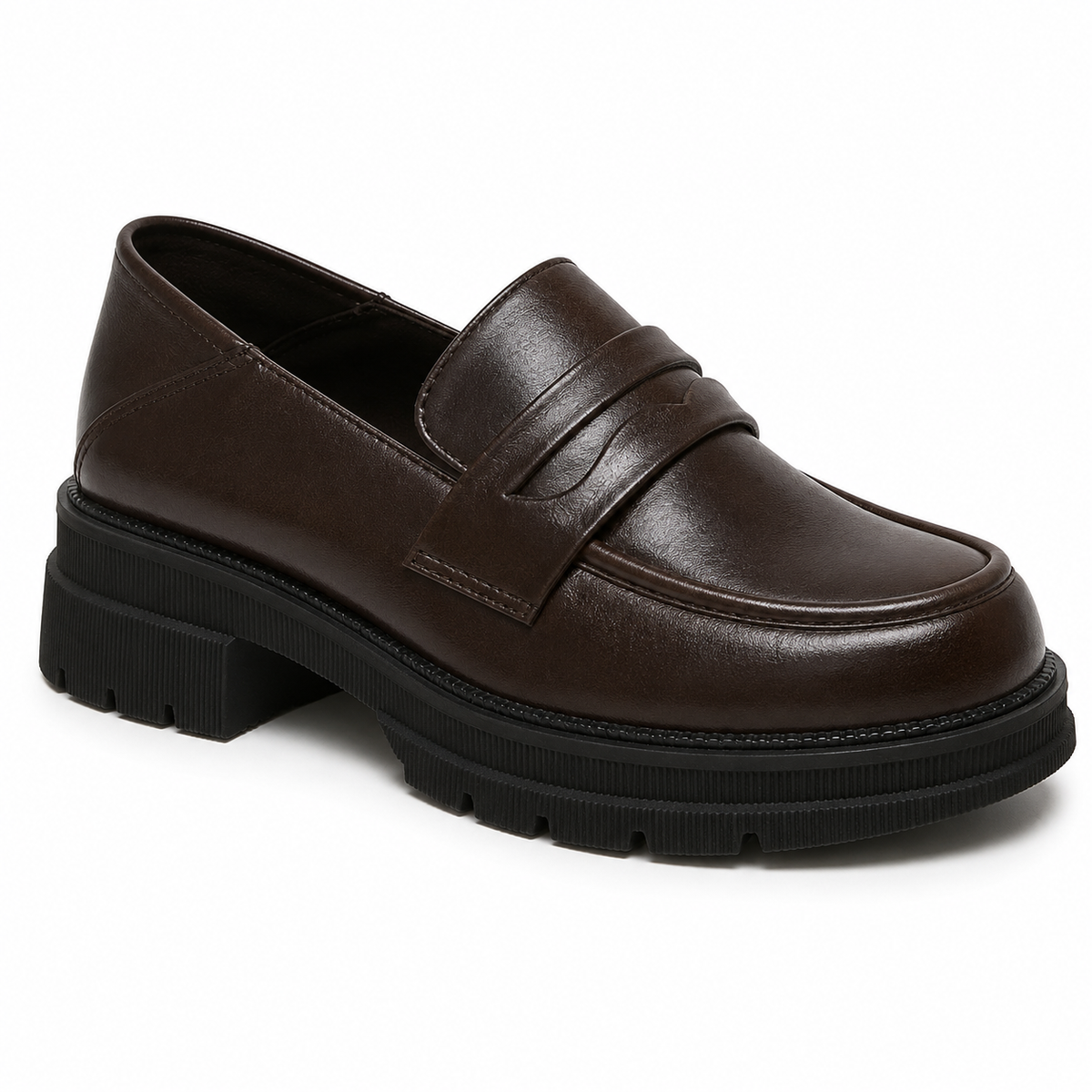 Mocassin Femme Talon Bloc Semelle Crantée