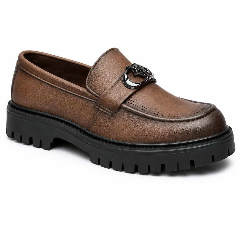 Mocassin Homme Cuir Perforé Plateforme