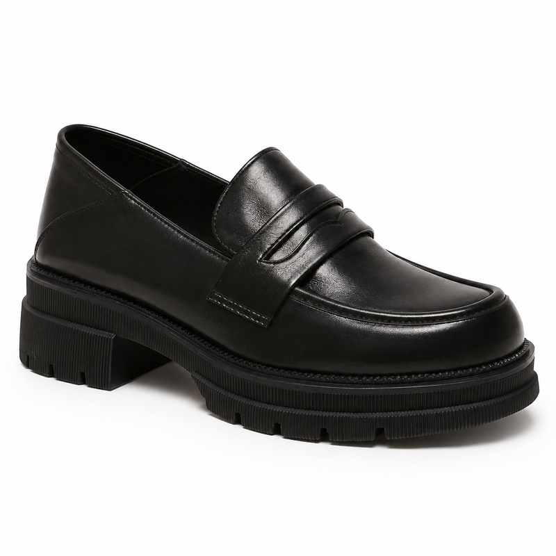 Mocassin Femme Talon Bloc Semelle Crantée