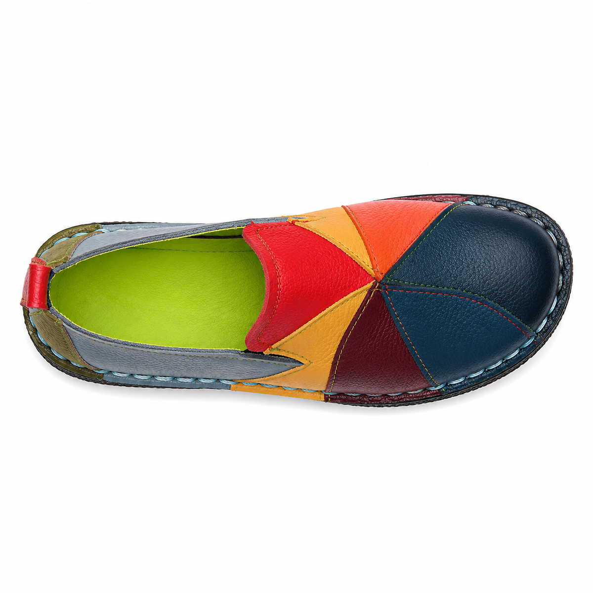 Mocassin Femme Cuir Patchwork Multicolore