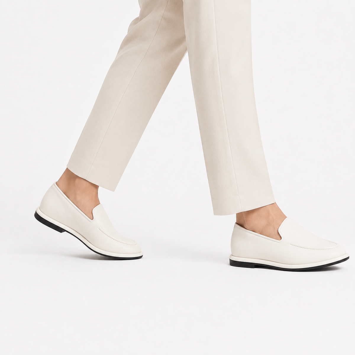 Mocassin Femme Cuir Mat Ligne Épurée