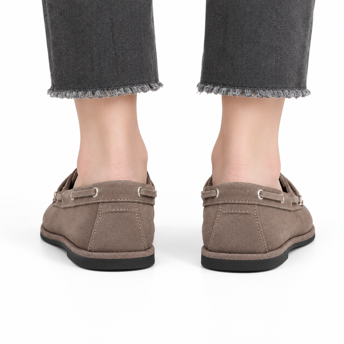 Mocassin Femme Bateau en Daim à Lacet