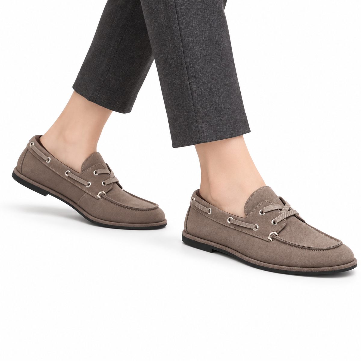 Mocassin Femme Bateau en Daim à Lacet