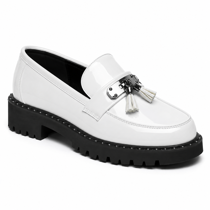Mocassin Homme Cuir Verni à Pampilles