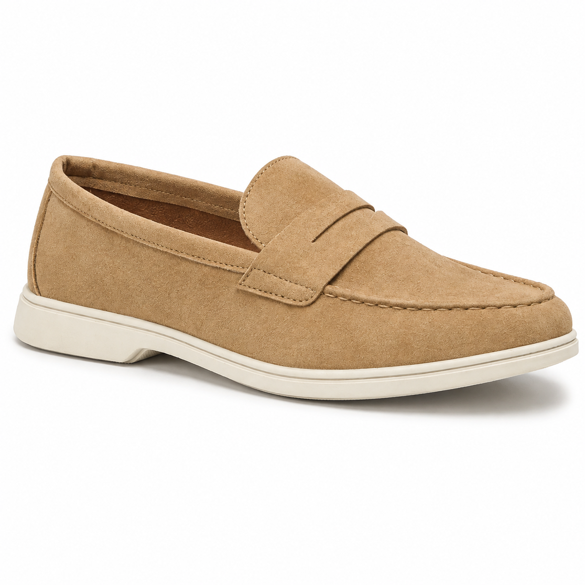Mocassin Homme Suédine Semelle Blanche
