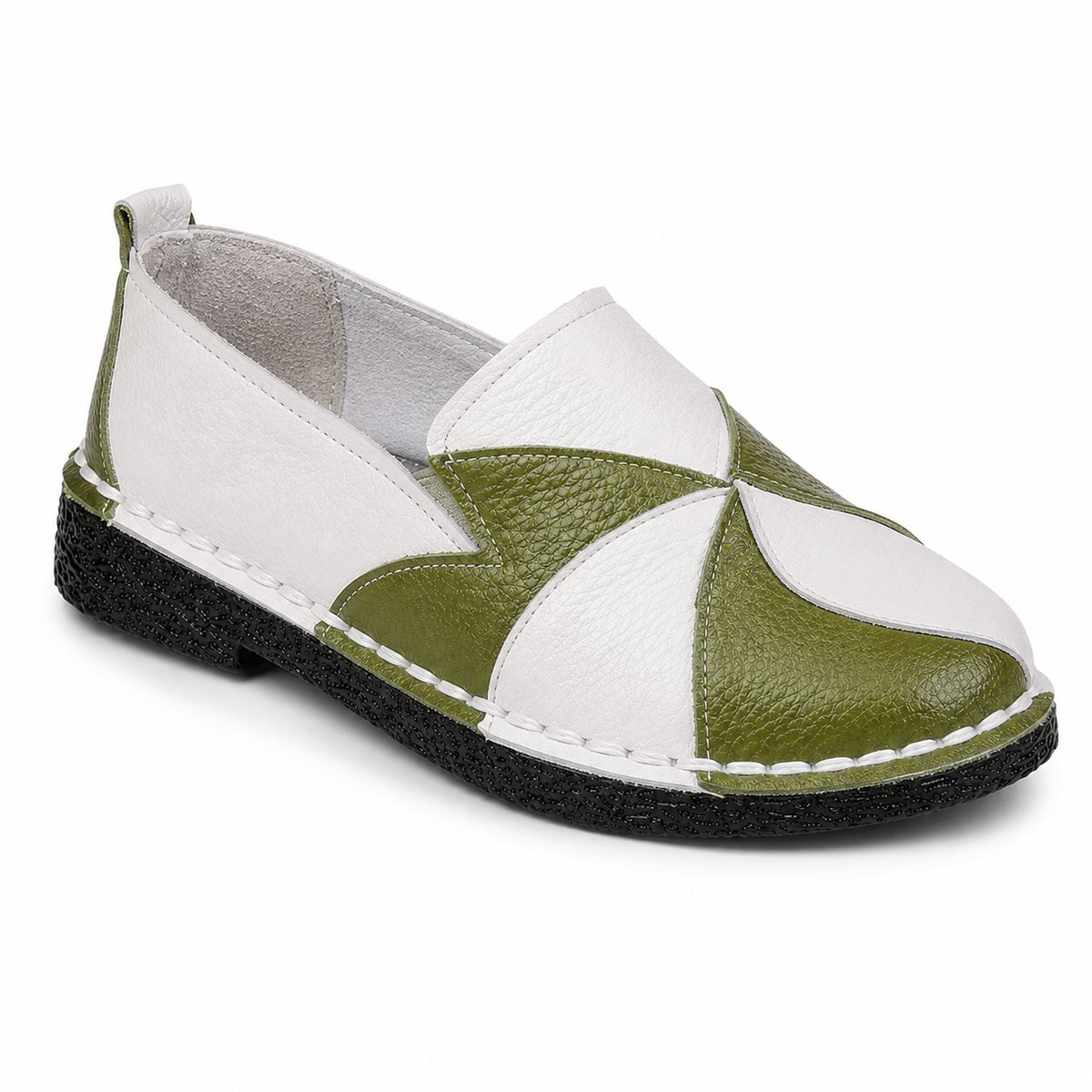 Mocassin Femme Cuir Patchwork Multicolore