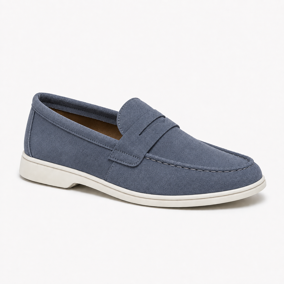 Mocassin Homme Suédine Semelle Blanche