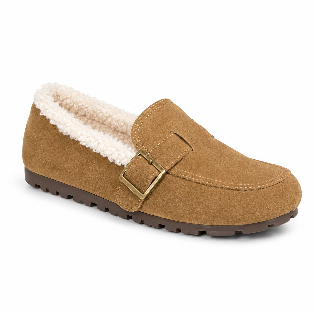 Mocassin Femme Fourré à Boucle