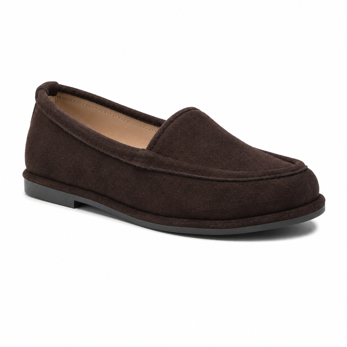 Mocassin Femme Daim Talon Plat