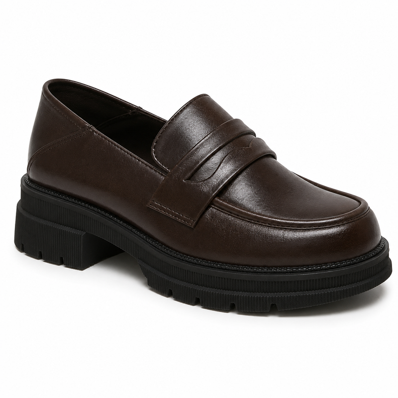 Mocassin Femme Talon Bloc Semelle Crantée