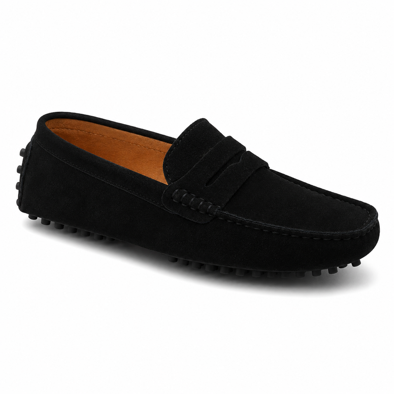 Mocassin Homme Daim Véritable à Bride