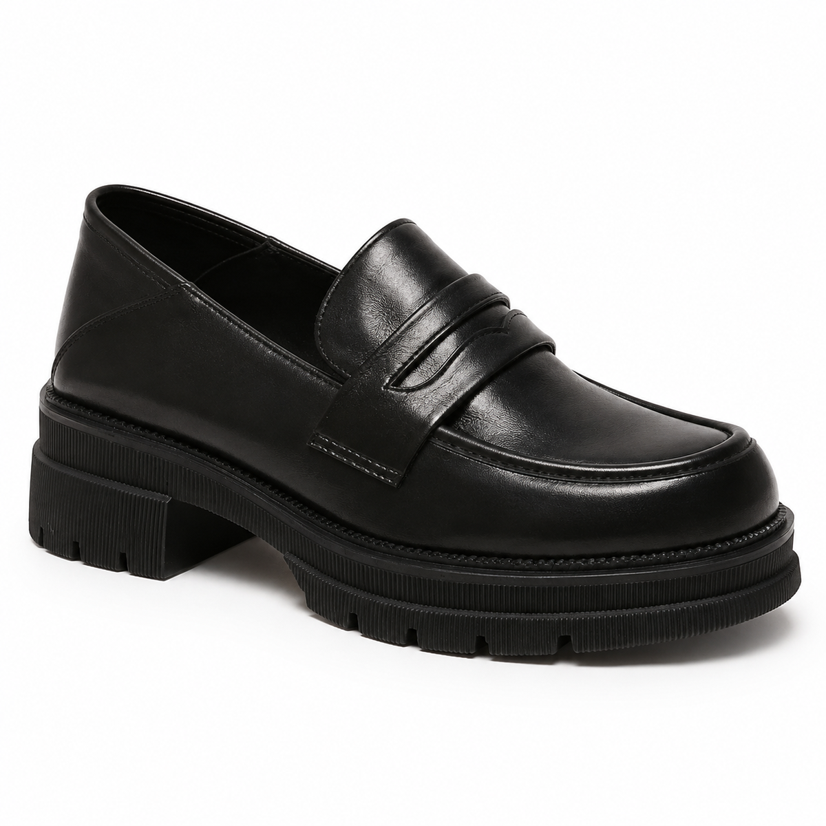 Mocassin Femme Talon Bloc Semelle Crantée