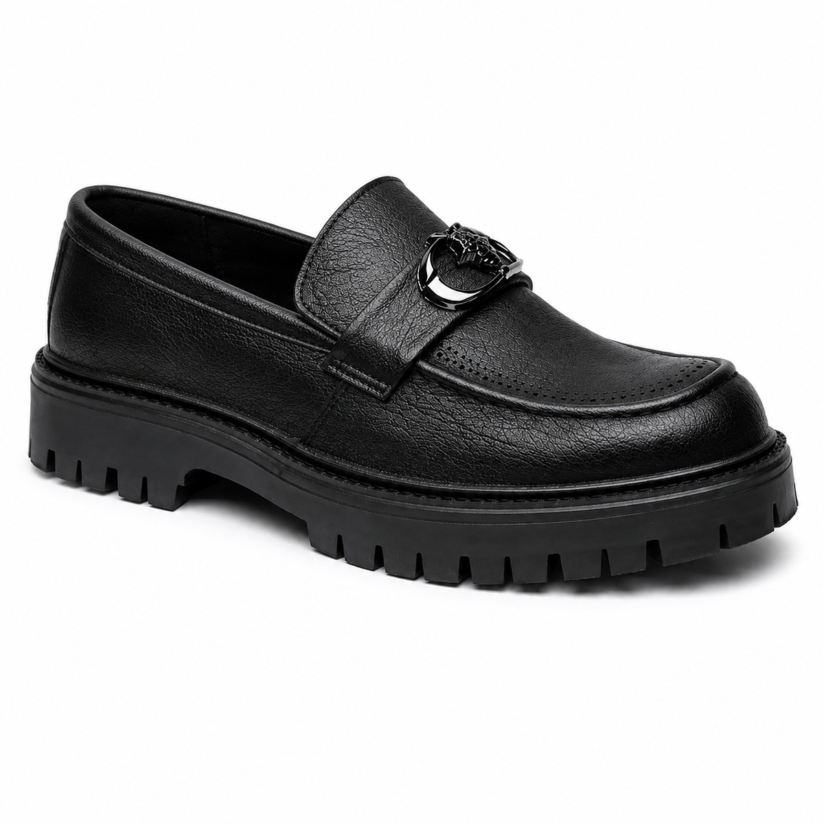 Mocassin Homme Cuir Perforé Plateforme