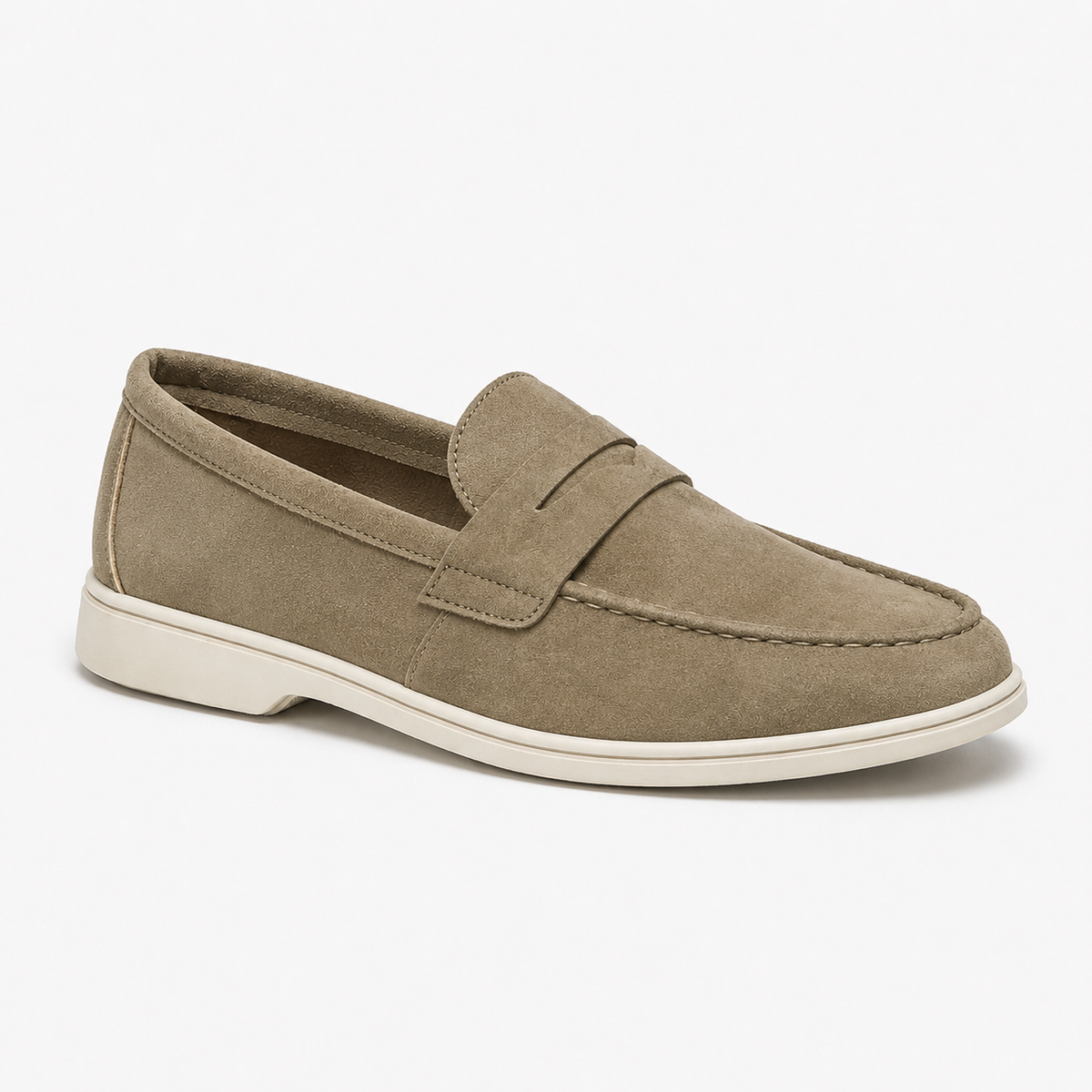 Mocassin Homme Suédine Semelle Blanche