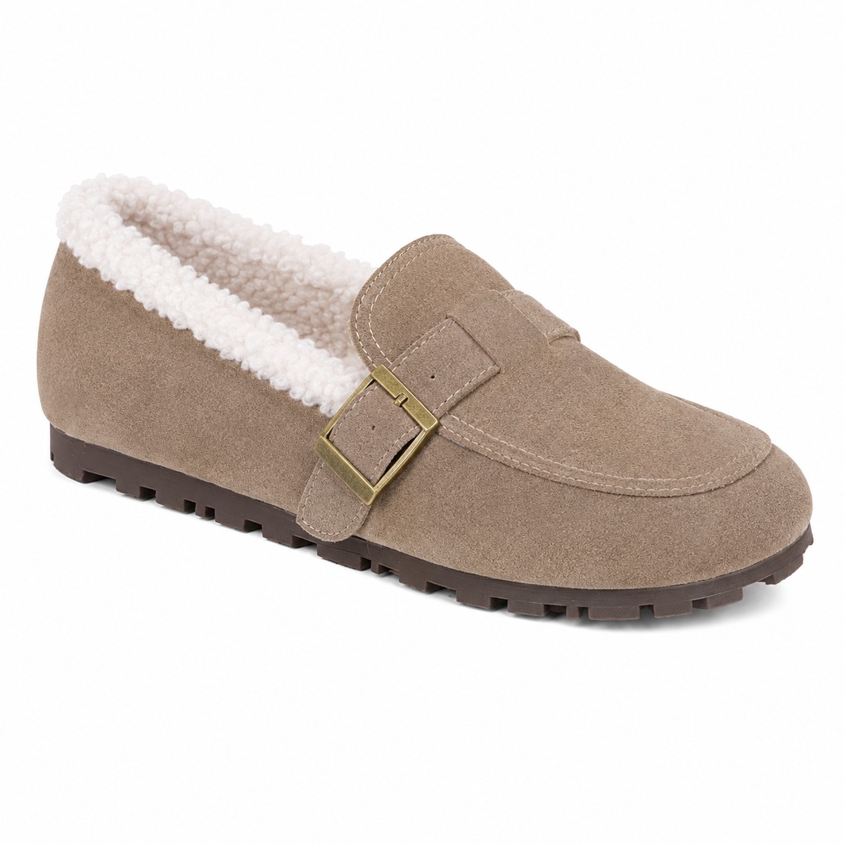 Mocassin Femme Fourré à Boucle
