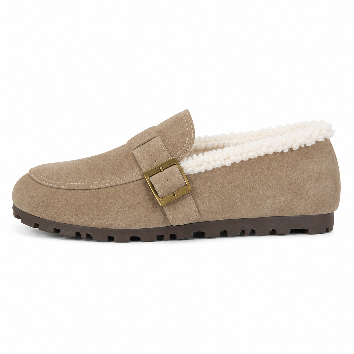 Mocassin Femme Fourré à Boucle