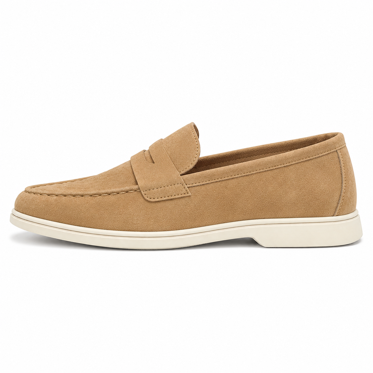 Mocassin Homme Suédine Semelle Blanche