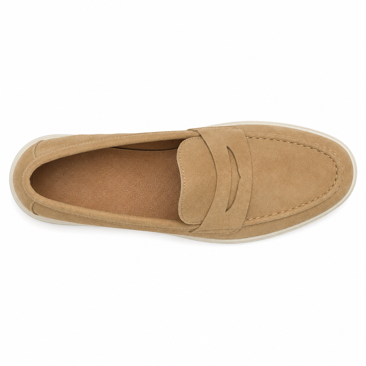 Mocassin Homme Suédine Semelle Blanche