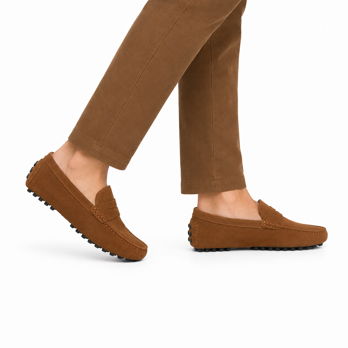 Mocassin Homme Daim Véritable à Bride