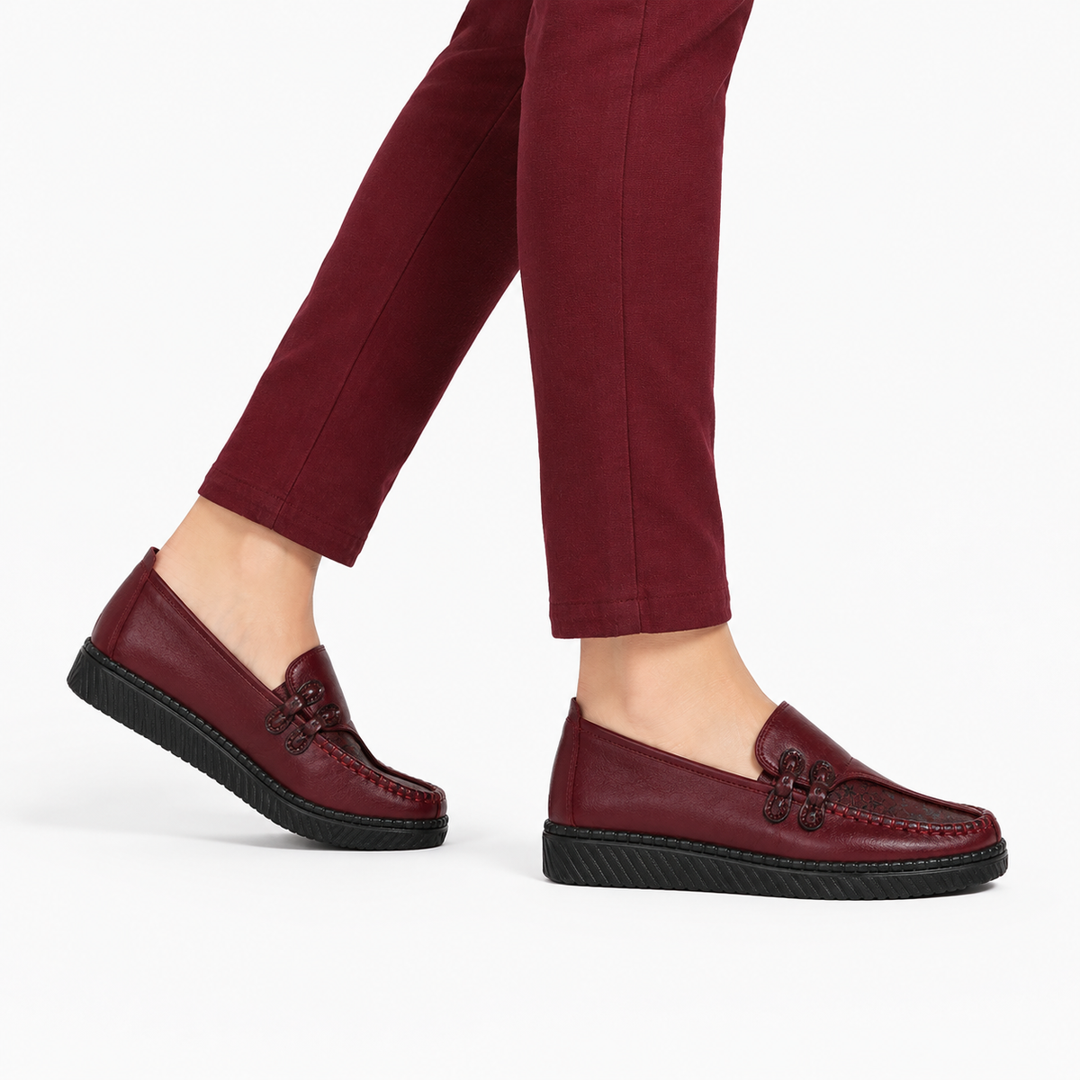 Mocassin Femme Compensé Motif Floral